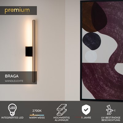 Lucide BRAGA - Wandleuchte Innen/Außen - LED - 1x10W 2700K - IP54 - Kaffee | Premium